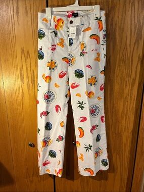 J. Crew Women’s White Fruit & Plate Print Cotton